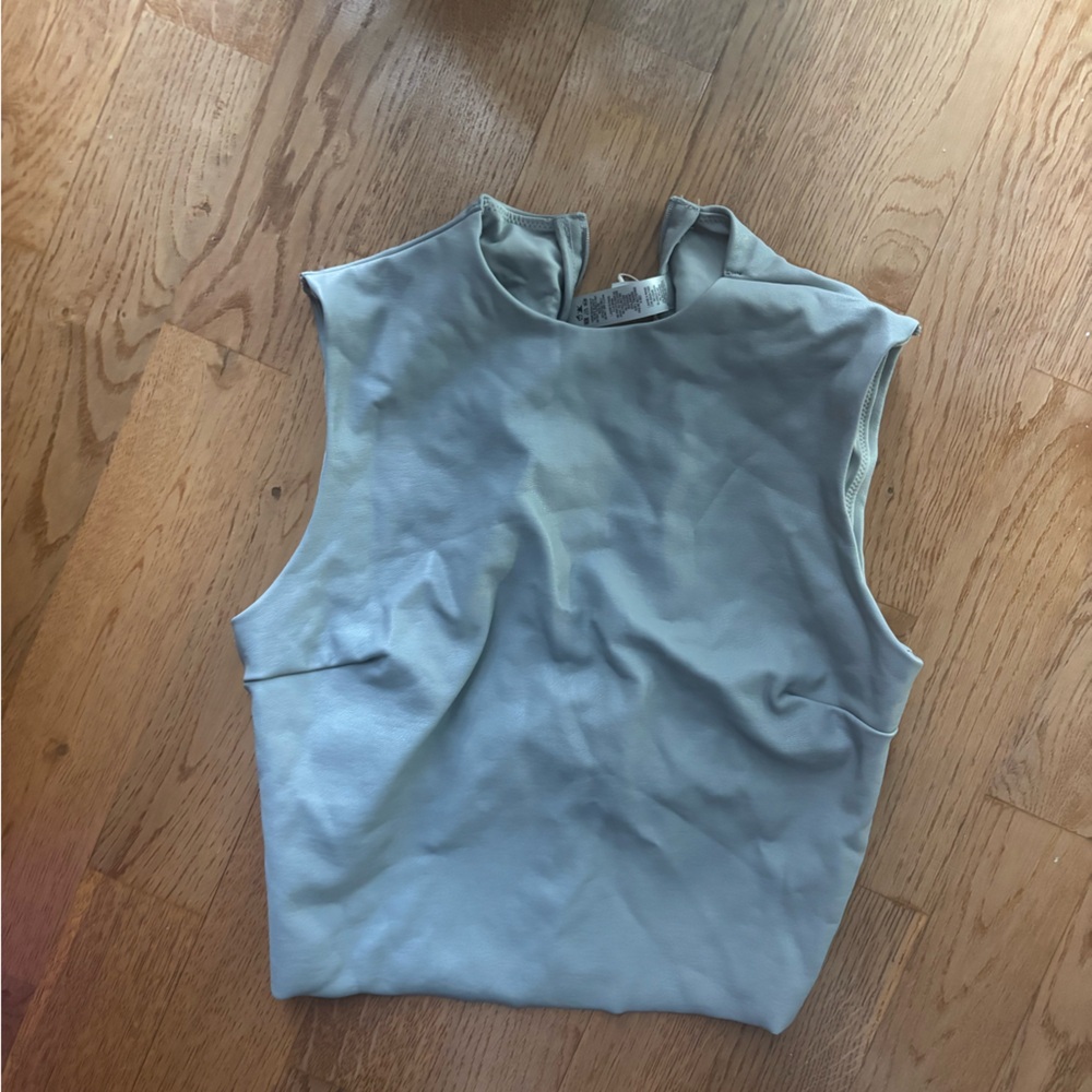 SKIMS grey faux leather top